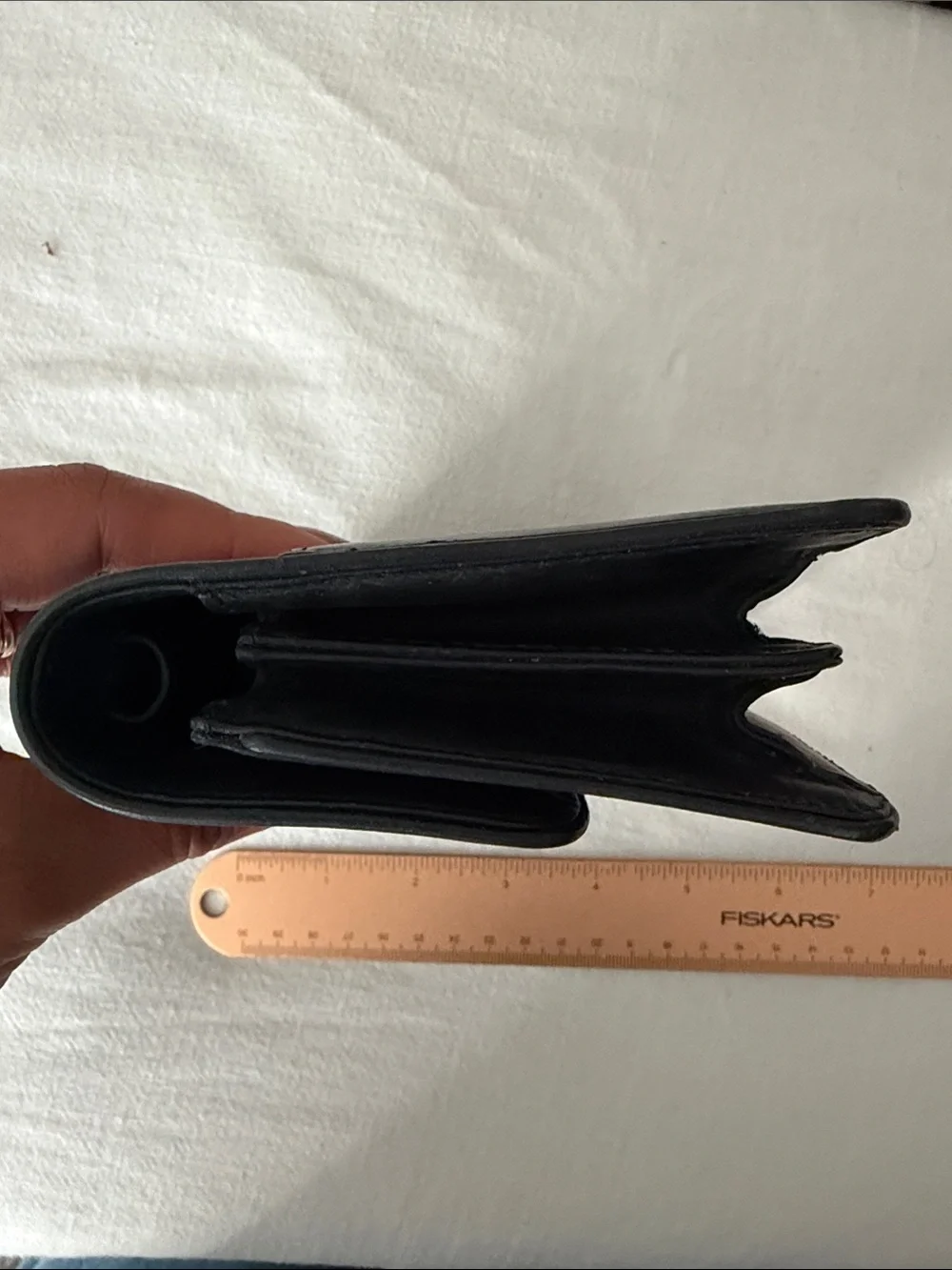 VTG Ralph Lauren Classic Black Leather clutch with Gold Medallion Accent